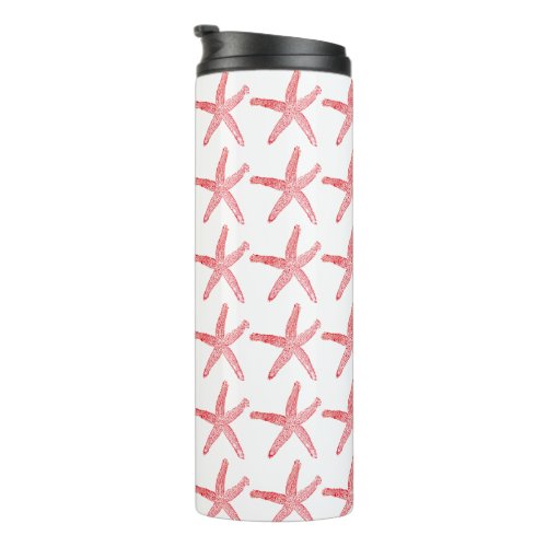 Starfish Patterns Red White Cute Christmas Gift Thermal Tumbler