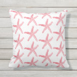 Starfish Patterns Red White Nautical Beach Decor Outdoor Pillow<br><div class="desc">Printed with red starfish patterns in white background for nautical beach themed Christmas decor!</div>