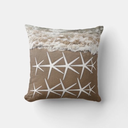 Starfish Patterns Sandy Beach Ocean Nautical Cute Outdoor Pillow