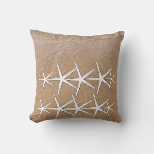 Starfish Patterns Sandy Beach Ocean Nautical Decor Outdoor Pillow