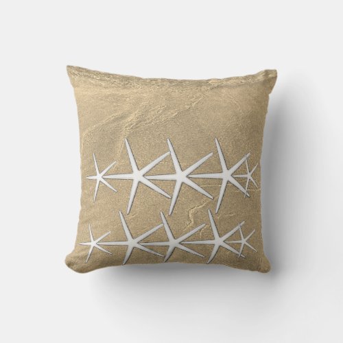 Starfish Patterns Sandy Beach Ocean Nautical Gift Throw Pillow