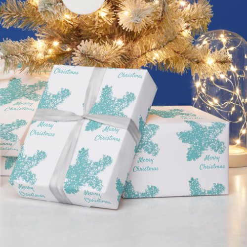 Starfish Patterns Teal Aqua Art Merry Christmas  Wrapping Paper