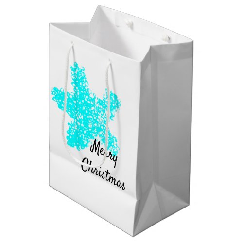 Starfish Patterns Teal Aqua White Merry Christmas Medium Gift Bag