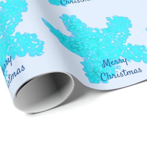Starfish Patterns Teal Nautical Merry Christmas Wrapping Paper
