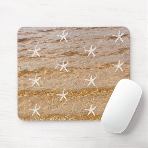 Starfish Patterns White Clear Water Beach Gift Mouse Pad