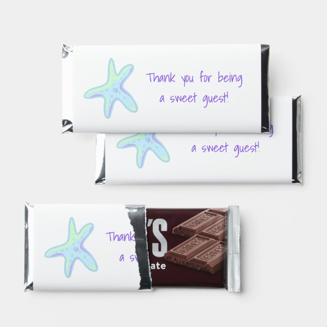 Starfish Personalized Guest Hershey Bar Favors (Front)