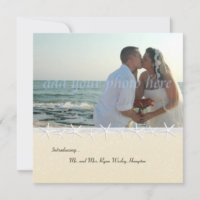 Starfish Photo Wedding Reception Only Invitation (Front)