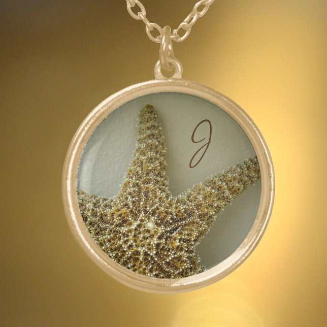 Starfish Photographic Natural Monogrammed Gold Plated Necklace (Creator Uploaded)