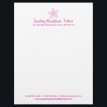 Starfish pink beach property business letter letterhead<br><div class="desc">Simple professional beach style seastar letterhead in a hot pink and contrasting white with a simple modern starfish outline drawing. Ideal for beachside property owners, coastal rents, short term and long term beach side property letting agents and holiday property owners or other seaside businesses. Customize with your business name, address,...</div>