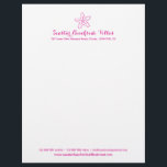 Starfish pink beach property business letter letterhead<br><div class="desc">Simple professional beach style seastar letterhead in a hot pink and contrasting white with a simple modern starfish outline drawing. Ideal for beachside property owners, coastal rents, short term and long term beach side property letting agents and holiday property owners or other seaside businesses. Customize with your business name, address,...</div>