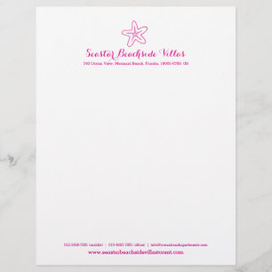 Starfish pink beach property business letter letterhead