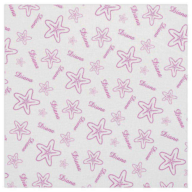 Starfish pink white customized fabric (Swatch)