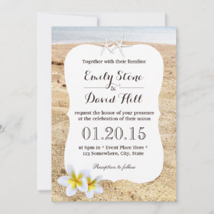 Starfish & Plumeria Beach Wedding Invitations