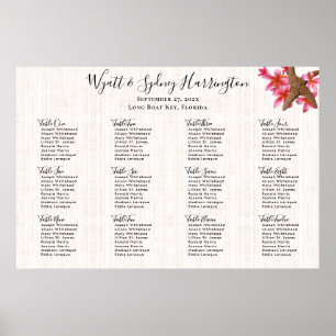 Starfish Plumeria Wood Background Seating Chart