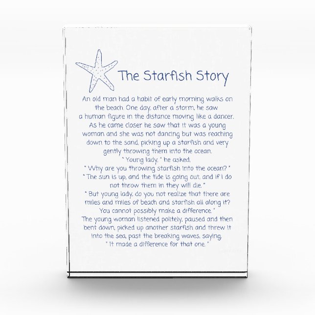 Starfish poem, the Starfish story, Foster mom gift Photo Block (Front)