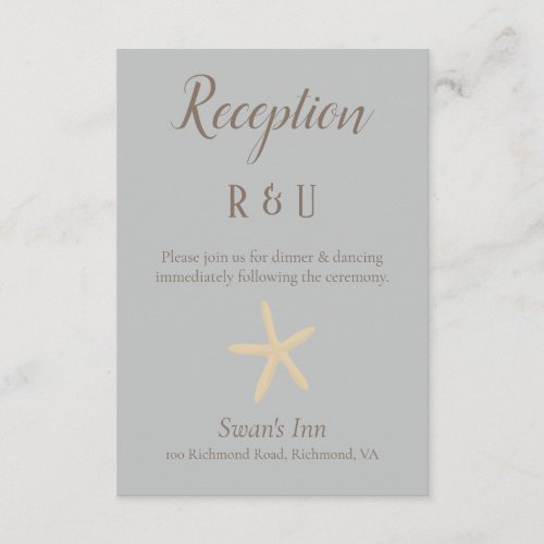 Starfish Pretty Blue and Brown Reception Enclosure Card