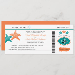 Starfish Puerto Rico Boarding Pass Wedding Invitation