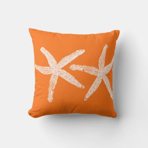 Starfish Pumpkin Orange Fall Beach Home Decor Throw Pillow