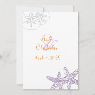 Starfish/purple+orange/ Wedding Invitations