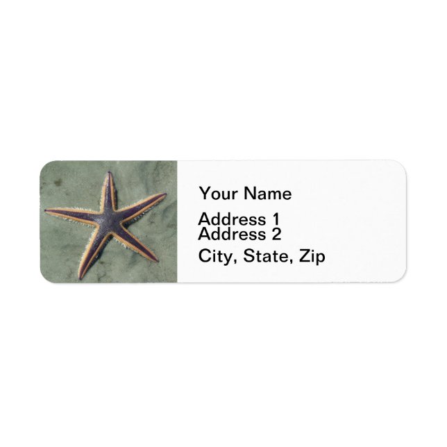 Starfish Purple sea star on beach Label (Front)