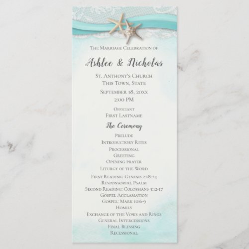 Starfish Ribbon Beach Wedding Program