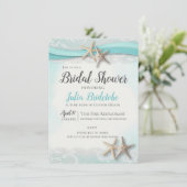 Starfish Ribbon Vintage Beach Bridal Shower Invitation (Standing Front)