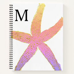 Starfish Rose Gold Pink Monogrammed Initials Cute Notebook