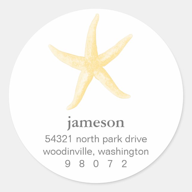 Starfish Round Address Label (Front)