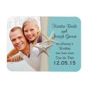Starfish Rustic Aqua Blue Save the Date Photo Magnet