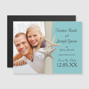 Starfish Rustic Beach Starfish Save the Date Magnetic Invitation