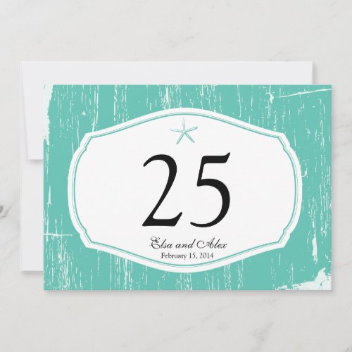 Starfish Rustic Beach Table Number Card