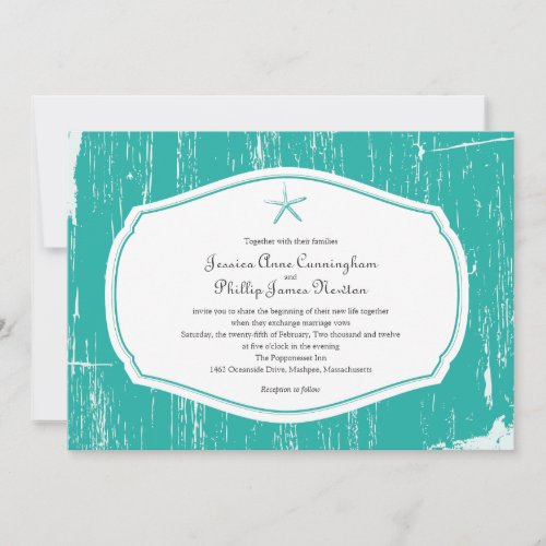Starfish Rustic Beach Wedding Custom Invitation