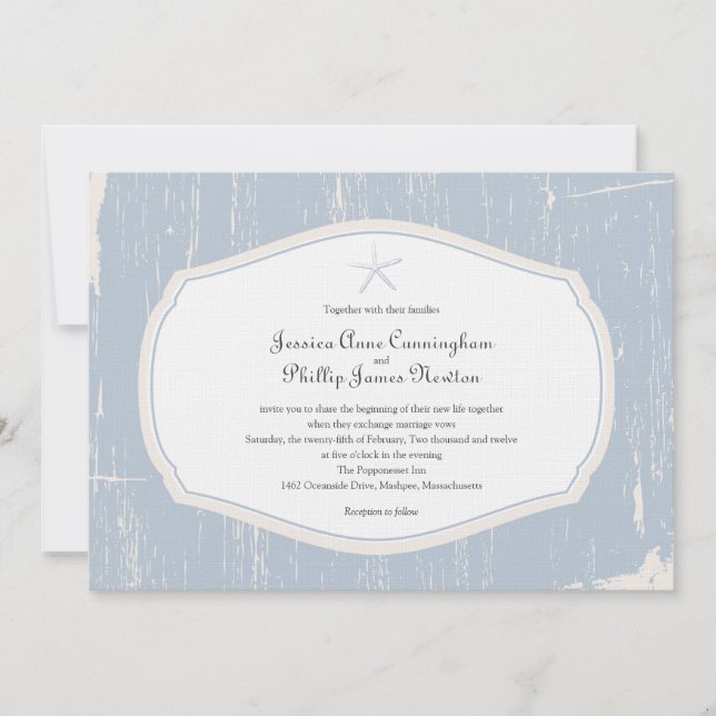 Starfish Rustic Beach Wedding Invitation (Front)
