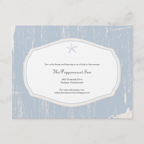 Starfish Rustic Beach Wedding Reception Personalized Invites