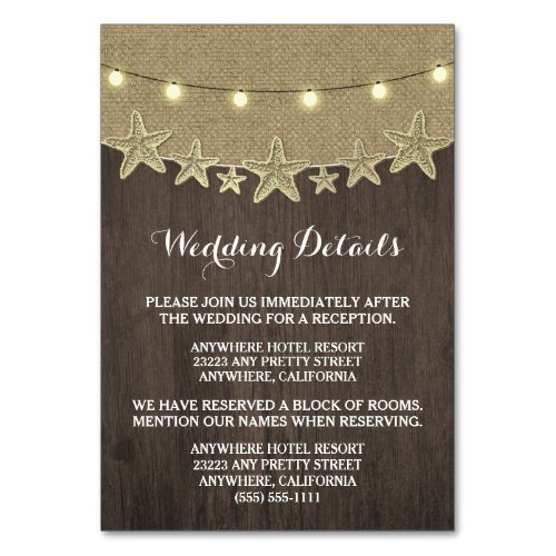 Starfish Rustic Lights Wedding Enclosure Cards