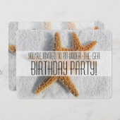 Starfish Sand Beach Ocean Theme Birthday Party Invitation (Front/Back)