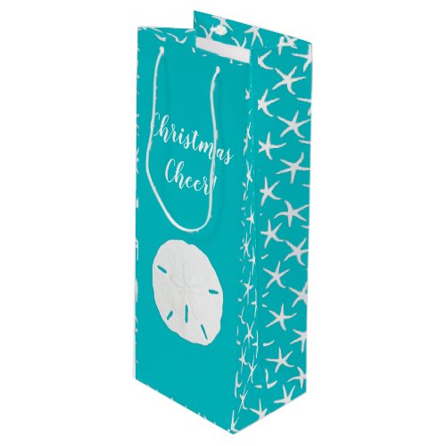 Starfish Sand Dollar All Occasion Aqua Wine Gift Bag