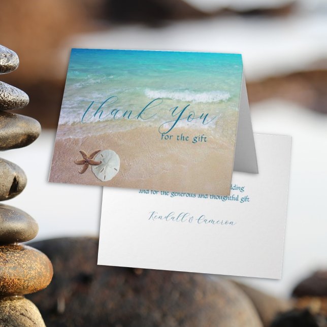 Starfish Sand Dollar Beach Thank You Message Card (Creator Uploaded)