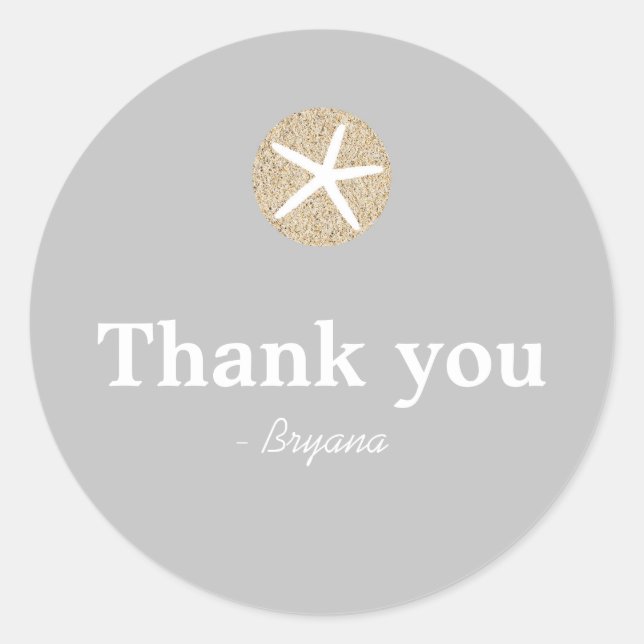 Starfish Sand Dollar Beach Wedding Favor Sticker (Front)