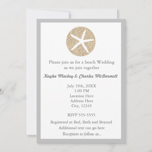 Starfish Sand Dollar Beach Wedding Invitation