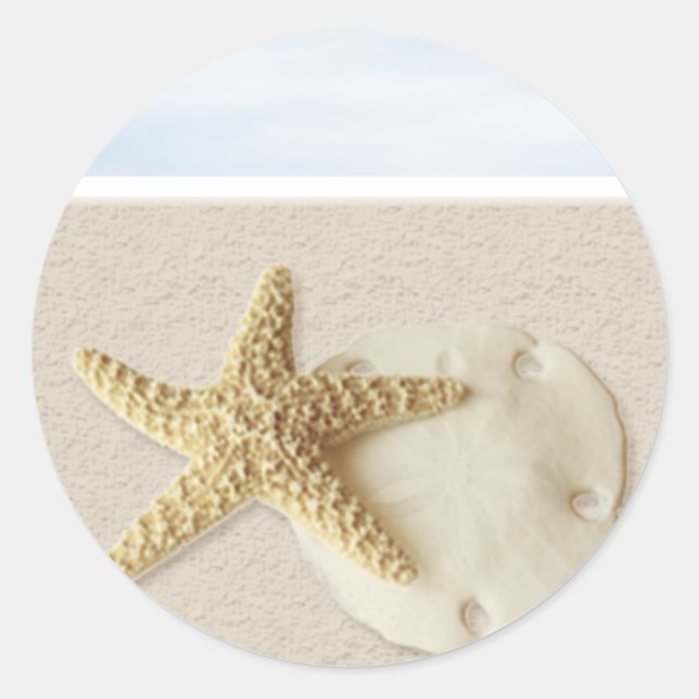 Starfish & Sand Dollar Classic Round Sticker (Front)