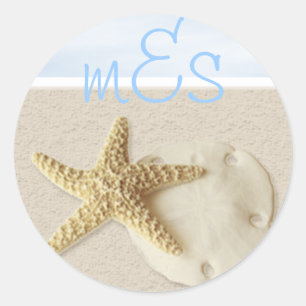 Starfish & Sand Dollar • Customize Me. Classic Round Sticker