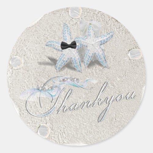 Starfish Sand Dollar Thank You Sticker