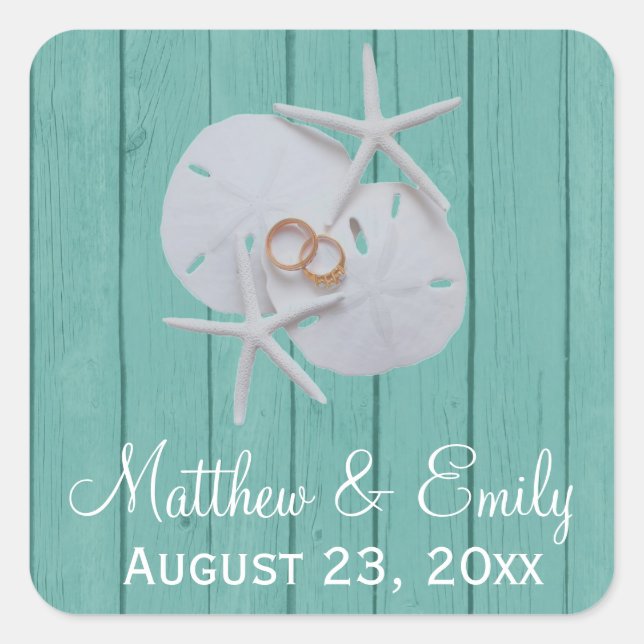 Starfish Sand Dollar Wedding Favor Stickers (Front)