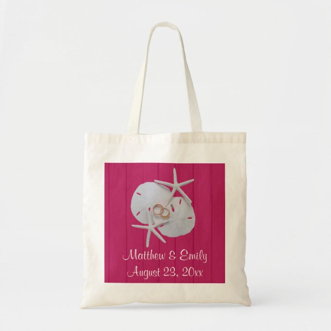 Starfish Sand Dollar Wedding Favor Tote Bags (Front)