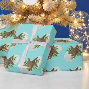 Starfish Sand Dollars Festive Christmas Wrapping Paper