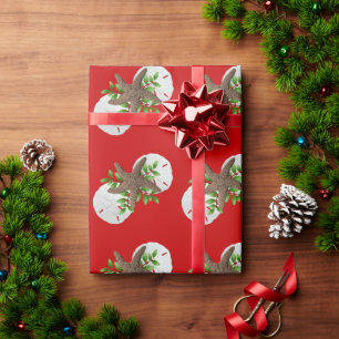 Starfish Sand Dollars Festive Red Christmas Wrapping Paper