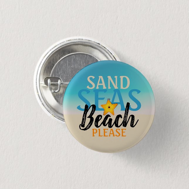Starfish Sand Seas Beach Button (Front & Back)