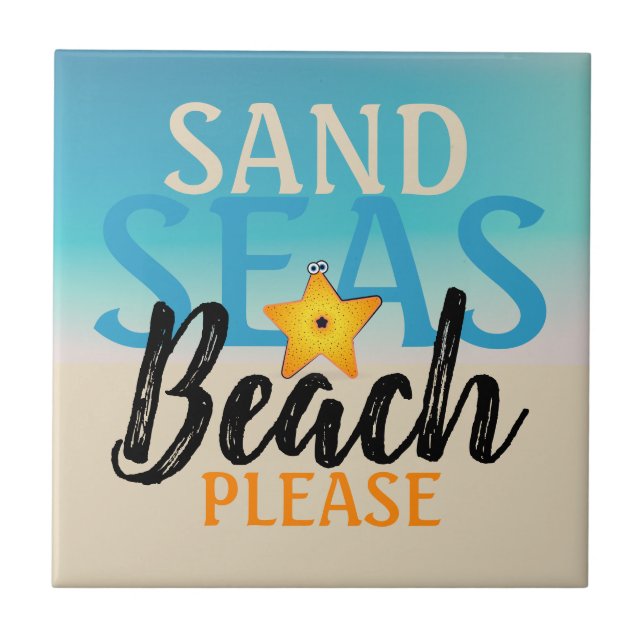 Starfish Sand Seas Beach Ceramic Tile (Front)