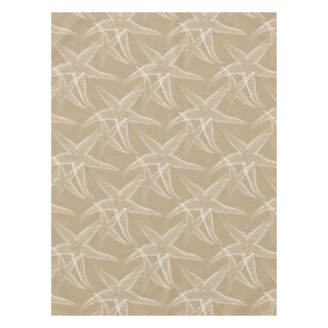 Starfish Sand Tan Beach Table Cloth (Front)